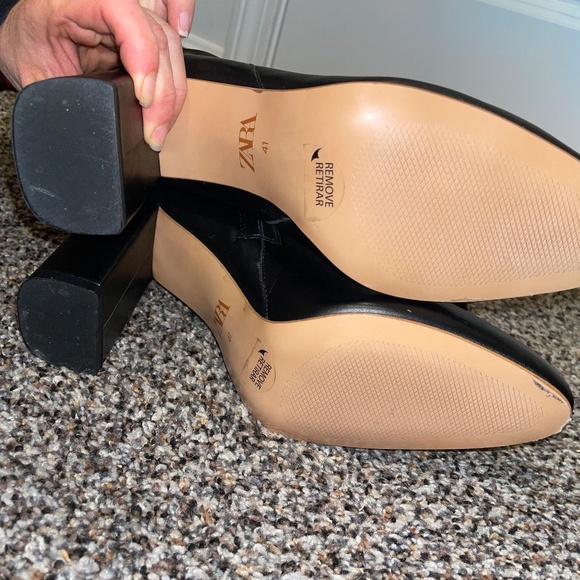 Zara knee high black block heel boots with zipper Womens size 41 (9.5-10 US) - Picture 7 of 13